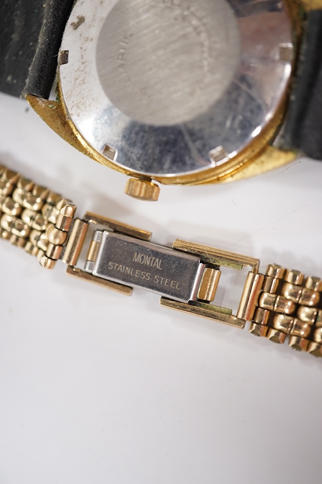 A collection of seven gentleman's assorted mainly steel wrist watches including two Tissot, a Timex, Ingersoll, Montine, Kingston and Sekonda, together with six assorted lady's mainly steel wrist watches including Seiko,
